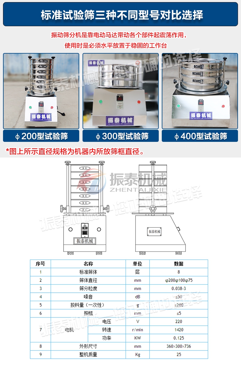 試驗篩的三種型號及參數(shù)